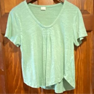 Poetry Womens 100% Linen Crewneck T Shirt Size 8  Minimalist Natural Boho